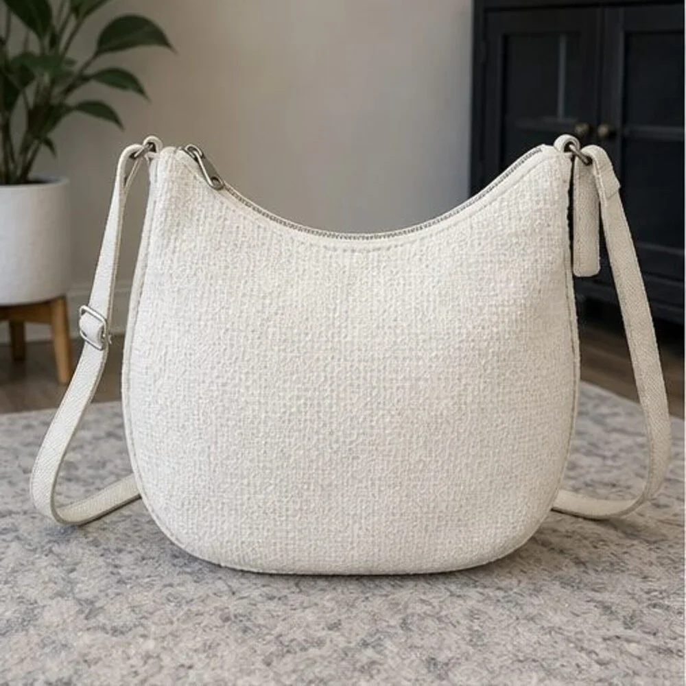 Ivory Woven Crossbody Bag